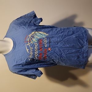 Cross the artic circle globe art blue xl tshirt